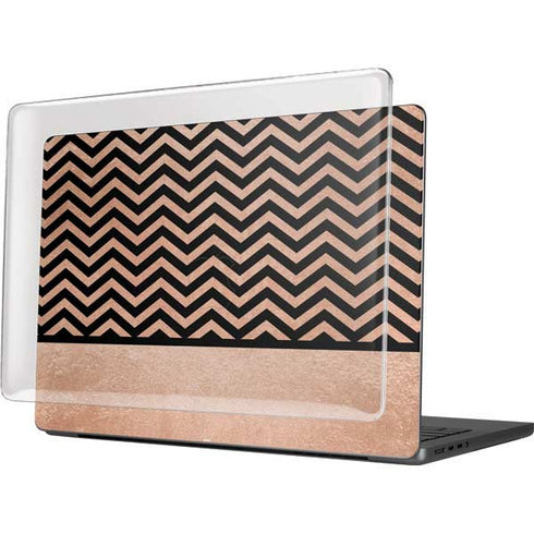 Rose Gold Chevron Split MacBook Pro 14in (2021-24) Case plus Skin